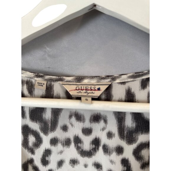 Guess Leopard Print Mini Dress Sleeveless Bodycon Stretch Size S Artsy Y2K - Picture 2 of 5